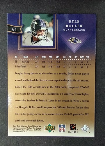 2004 Upper Deck Diamond Collection All-Star Lineup Kyle Boller #64 MINT - Picture 2 of 2