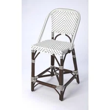 Company Solstice Rattan 25" Counter Stool, White and Brown Dot