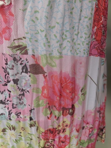 NEW TOGETHER 38 10 pink green white patchwork Print floral Embroidered tunic top - Picture 3 of 9