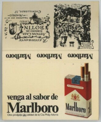 Vintage Full Unstruck 40 Matchbook - Marlboro Cigarettes - Madrid Spanish