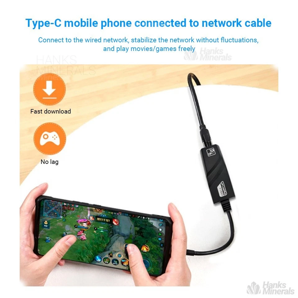 Type-C USB 3.0 Gigabit Ethernet LAN RJ45 1000Mbps Network Adapter For PC Mac - Image 4 of 4