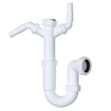 Viva Sink Waste Trap with DOUBLE Spigot Branch for Washing Machine Dish Washer