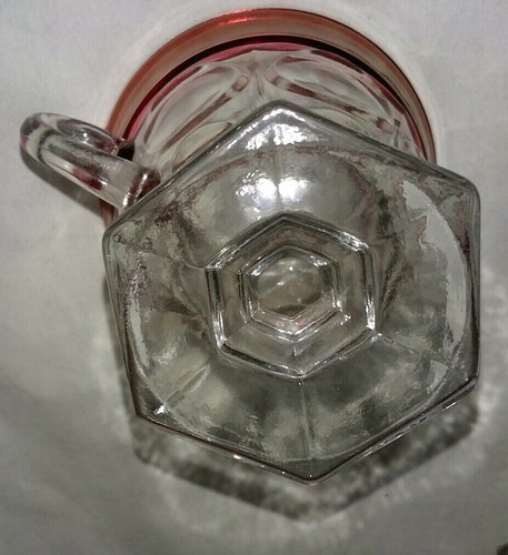 6 Rare 4 Oz Footed Kings Crown Thumbprint Cup Tumblers Ruby Rim Handled Vintage - Picture 5 of 6