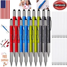 Stylish 6-in-1 Gadget Pen Set - 16 Pieces with Ruler, Screwdriver, and Refills