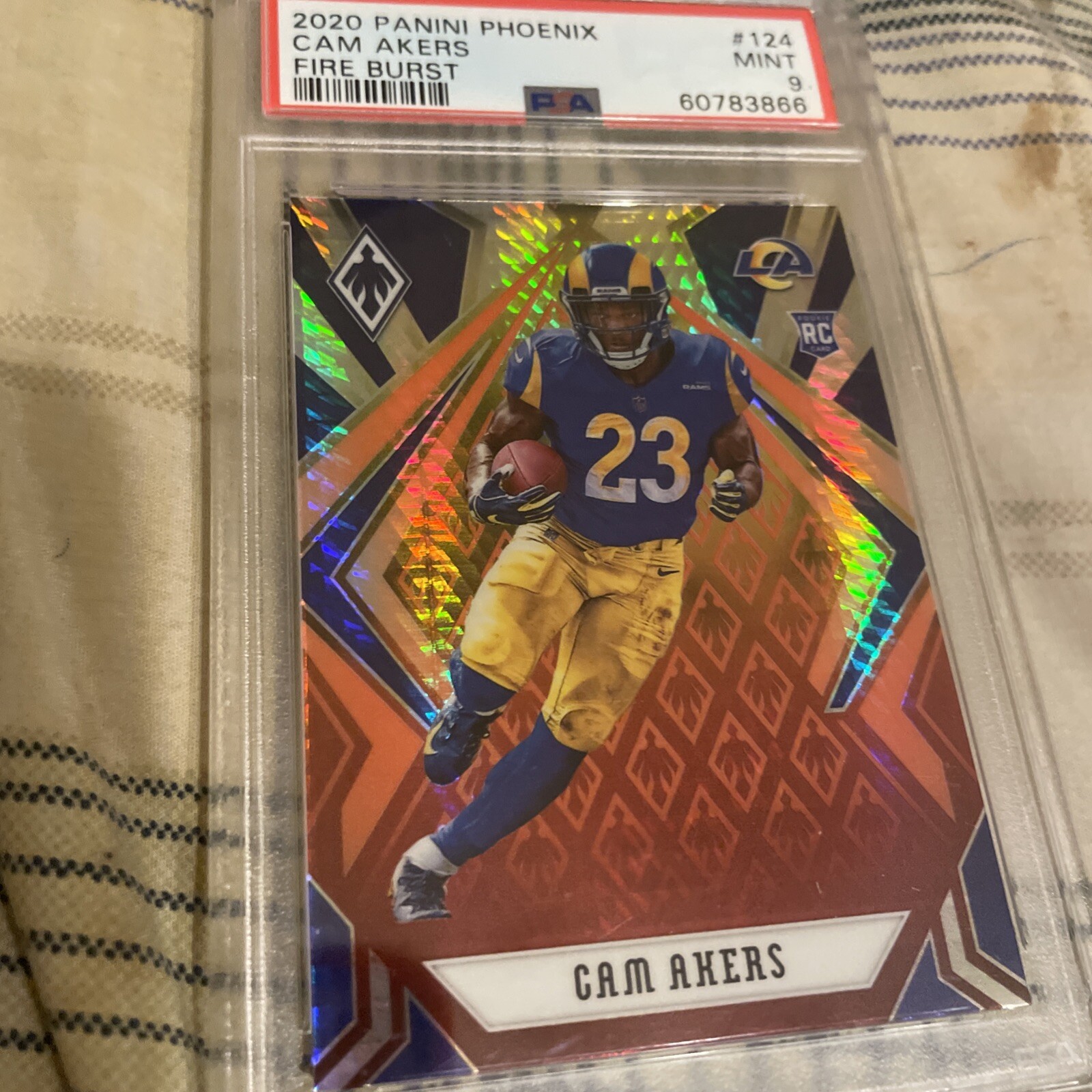 2020 Panini Phoenix Rookies Fire Burst #124 Cam Akers (RC)