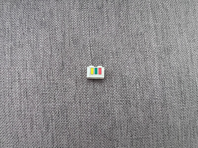 Vintage LEGO 2x1 Brick White Ref 3004 + Yellow/Green/Red Rectangle Sticker
