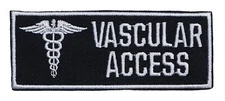 Vascular Access Caduceus Embroidered Medical Name Tag Iron on Patch 4" X 1.5"