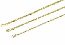 Real 10k Yellow Gold 2mm-3mm D/Cut Rope Chain Pendant Necklace 16"-30" Hollow