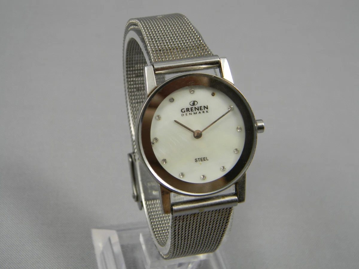 Women\'s Grenen Denmark Round Black Dial Crystal Marker Mesh Bracelet Watch 09 Grenen Wristwatches | eBay main image 4