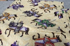 FABRIC BTY~ 45" 100% cotton~~ KNIGHTS ON CREAM~~ MICHAEL MILLER FABRICS