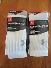 6 PAIR UNDER ARMOUR NWT YOUTH HEATGEAR TECH CREW SOCKS  UNISEX YLG