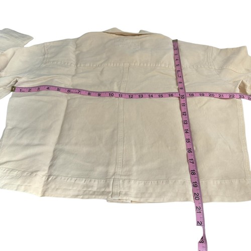 Women's Marine Layer Cream Holland Crop Long Sleeve Linen Blend Casual Jacket L - Picture 7 of 7