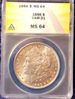 1886-P   MORGAN DOLLAR    *BLAST WHITE LUSTER*   MS-64    VAM-31   *HIGH DATE*