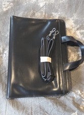 Jack Georges Black Leather Briefcase Carry Bag with Handles Solid Pattern