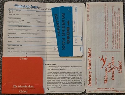 United air lines vintage used airline ticket aeronautica