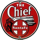 VINTAGE SANTA FE CHIEF PORCELAIN SIGN TRAIN STATION FREIGHT RAIL ROAD GAS OIL