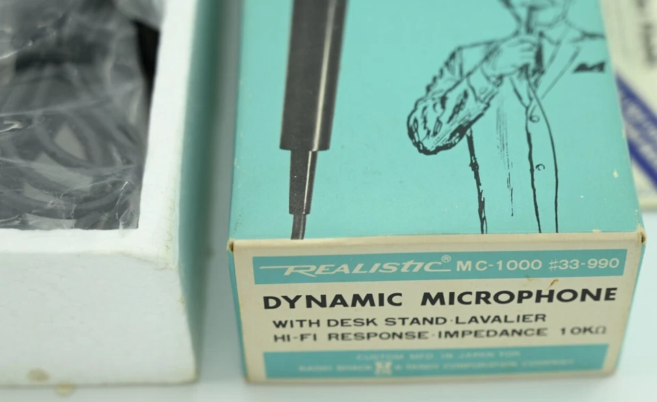 Vintage 1960 Realistic Dynamic HiFi Microphones MC-1000 NEW in Box - Image 3 of 3