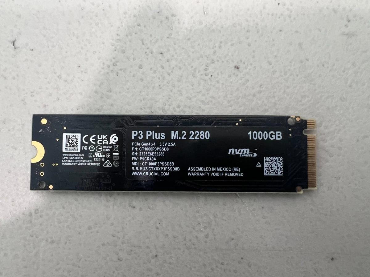 Crucial P3 Plus 1TB CT1000P3SSD8 M.2 NVMe SSD 2280 PCIe Gen 4x4 Up