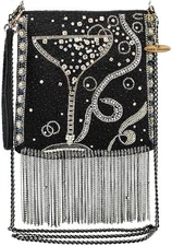 Mary Frances Touch of Bubbly Beaded Champagne Glass Crossbody Handbag Purse NWT