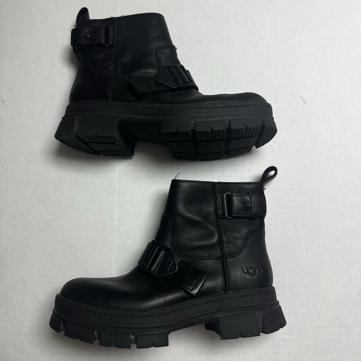 UGG‎ Reese Waterproof Moto Boots Black Grunge Goth Motorcycle Chunky Y2K Vamp 12 Ariat Classic Roper Style Boots in a Men main image 2