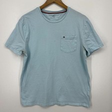 Tommy Hilfiger Pocket T-Shirt Men's Size L Light Blue Flag Logo Short Sleeve