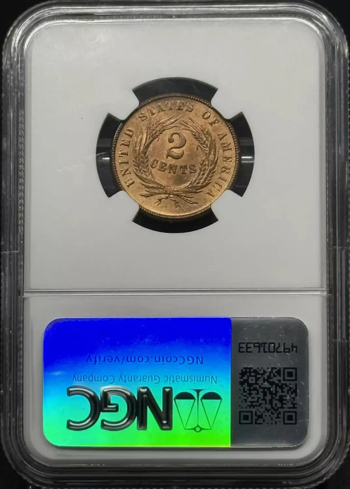 1865 Two cent piece NGC MS-64 RB - Image 2 of 2