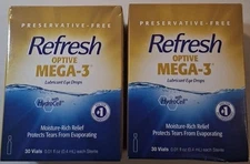 Refresh Optive Mega-3 Lubricant Eye Drops - 30 x 2 (60 Vials) Exp 09/26