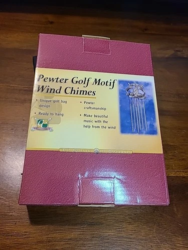 Pewter Golf Motif Wind Chimes New In Box