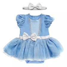 Disney Store Cinderella Baby Bodysuit Dress Up Halloween Costume Outfit Headband