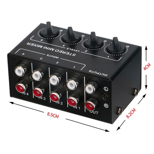 Mini 4 Channel Stereo Audio Mixer Sound Mixing Console RCA Inputs for Karaoke Q9 - Picture 5 of 11