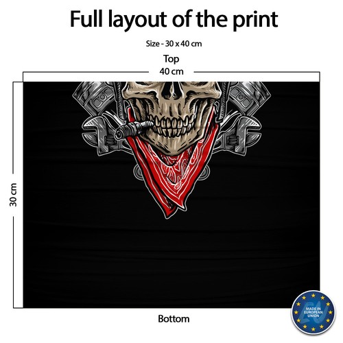 Washable Fabric Face Cover Neck Gaiter Biker Skull Head Design III EU Made - Picture 5 of 6