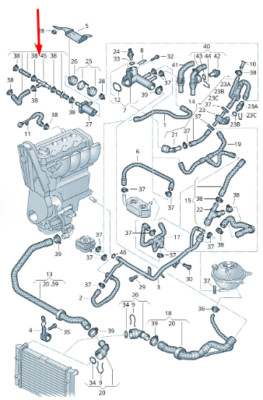 NEW VOLKSWAGEN SHARAN 7M COOLANT HOSE 7M3122073AT ORIGINAL