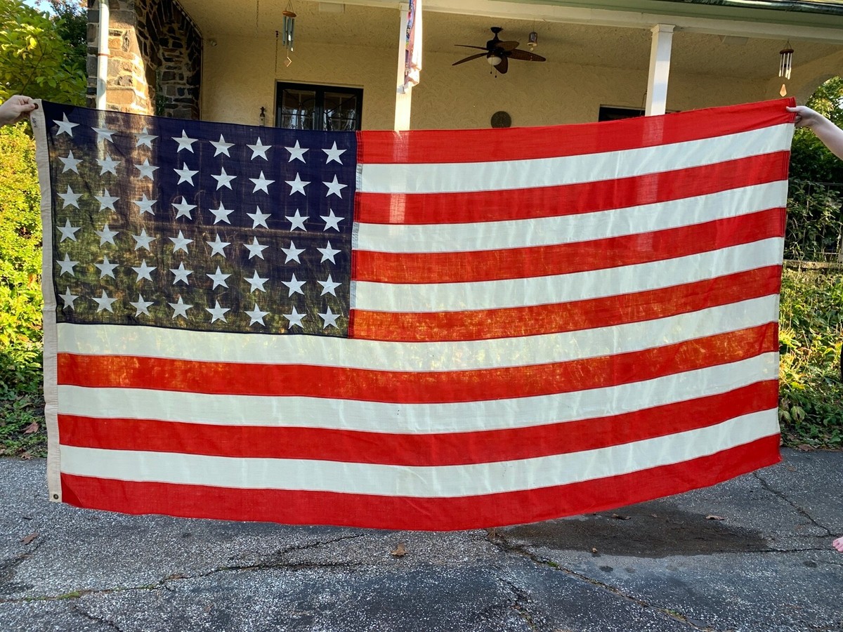 Antique vintage 5' x 9 1/2 ' 48 star flag Valley Forge Flag co