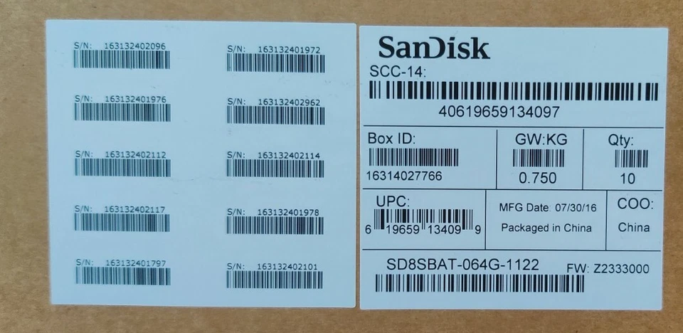10X SanDisk Z400s,64GB,SATA 2.5"SSD (SD8SBAT-064G-1122)Solid State Drive, sealed - Image 4 of 4