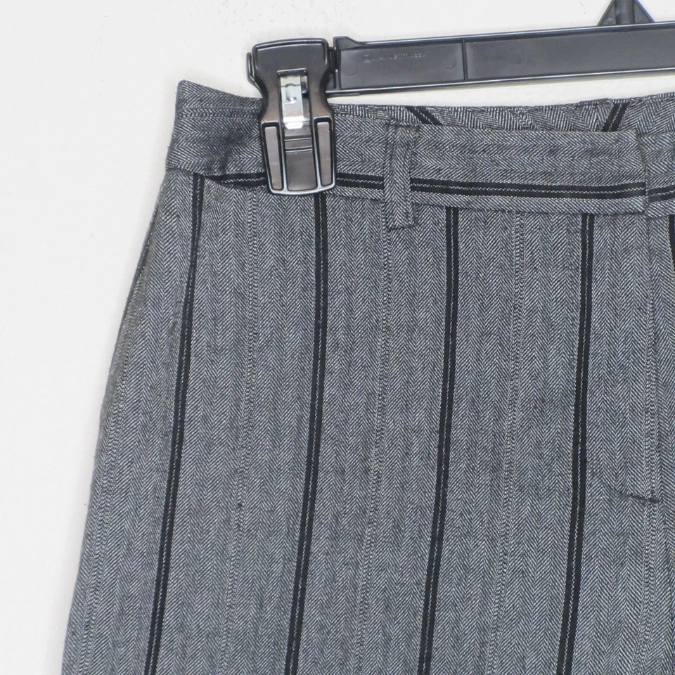 Pantalones de vestir para mujer Chadwicks gris negro a rayas con puños dobladillo tiro alto talla 6 B68 Foto 3 de 4