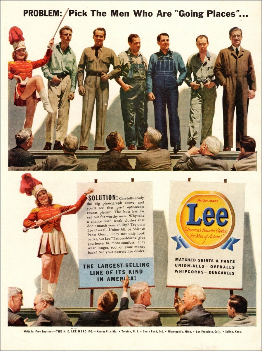 1950 vintage AD LEE Work Clothes for Men Union-Alls Overalls