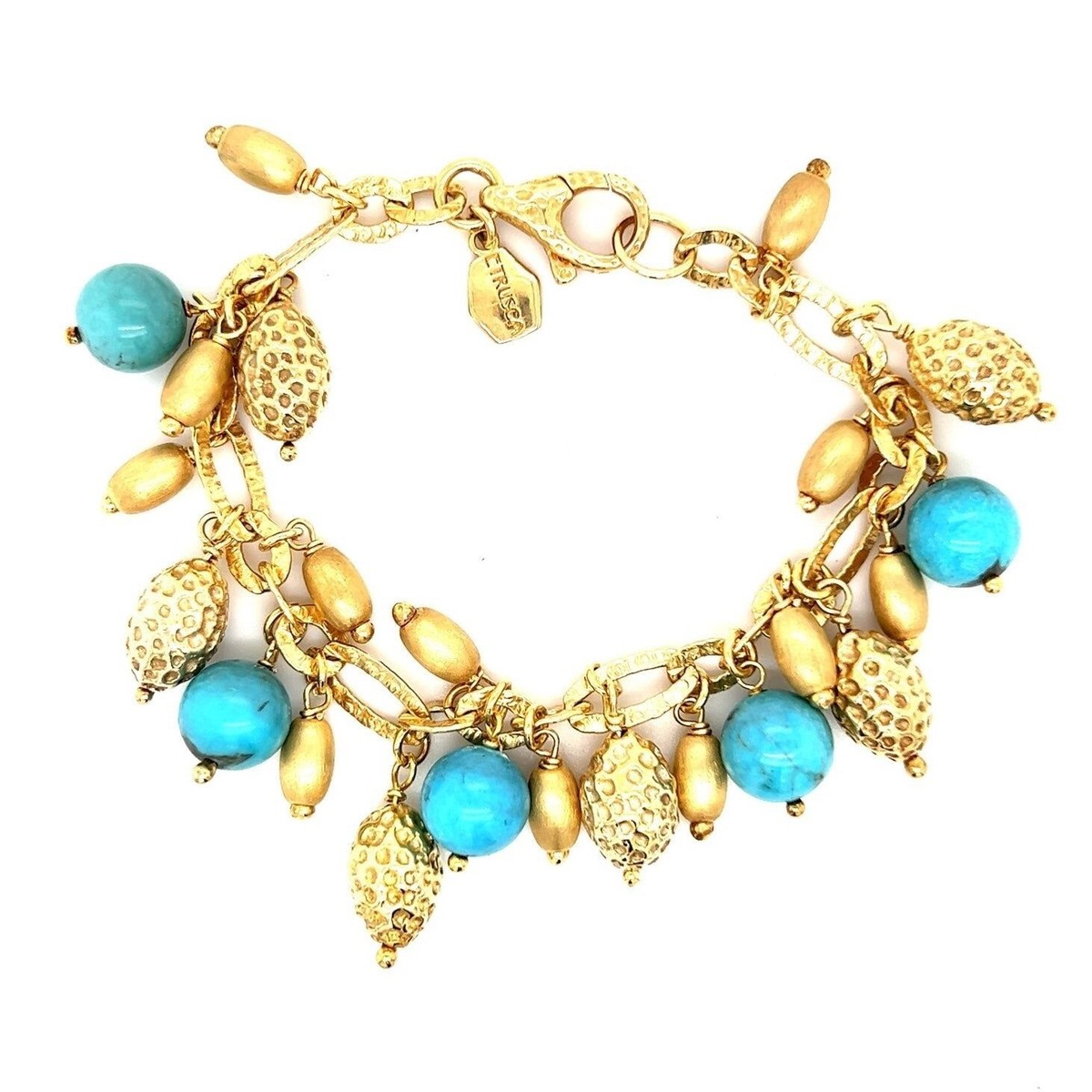 Etrusca 925 Vermeil Turquoise/Gold Ball Charms Bracelet | eBay Etrusca 925 Vermeil Turquoise/Gold Ball Charms Bracelet | eBay