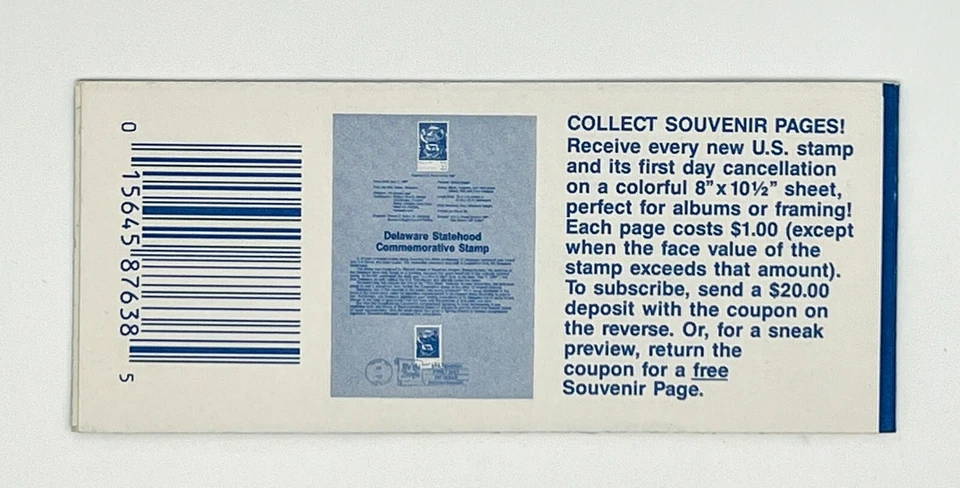 1987 US Scott #2276a BK156 Old Glory with Fireworks 22c Booklet of 20 - MNH - Image 2 of 2