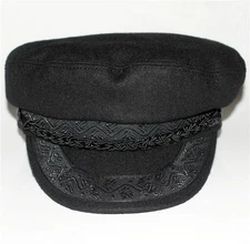 NAUTICAL Greek FISHERMAN 100% Cotton Unisex BLACK or DARK NAVY BLUE CAP HAT New