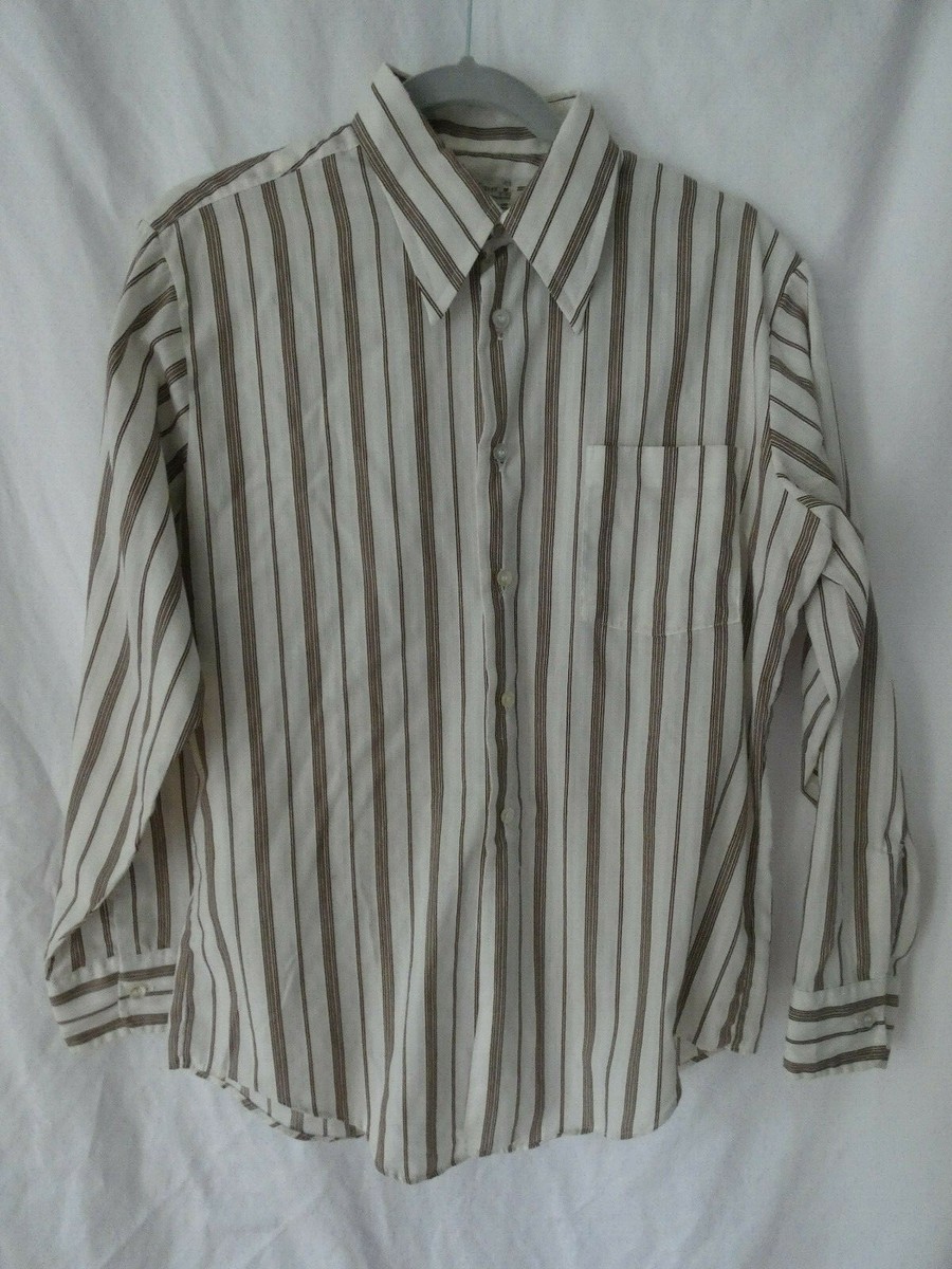 トップス 70s K-mart PERMANENNT PRESS SHIRTS Vintage 1970s Kmart Permanent Press Striped Dressed Oxford