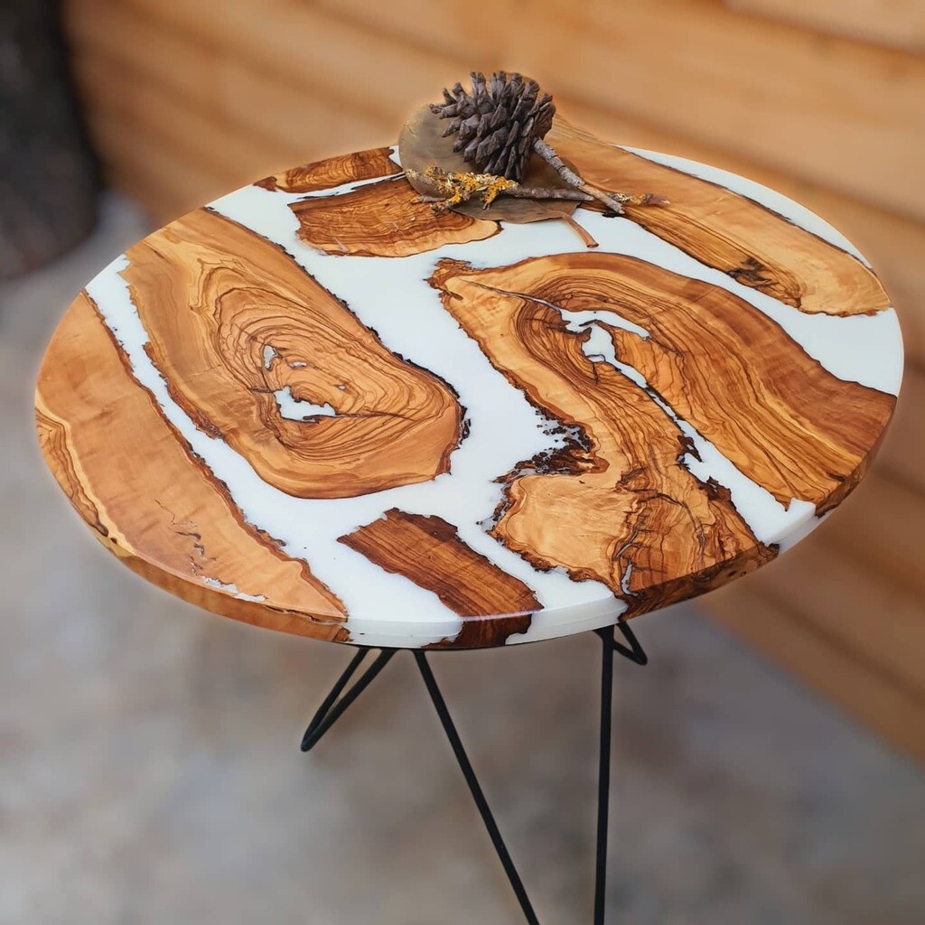 Round Coffee Table Epoxy Handmade Wooden Table Top For Home Decor Arts