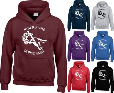 PERSONALISIERTER HOODIE REITEN REITSPORT COB SPRUNG SHOW KAPUZE ERWACHSENE KINDER GESCHENK