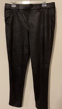 Chicos Womens Size 1 Regular Black Stretchy Pull-On Pants W/Pockets A3241
