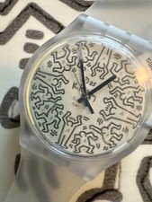 DALL'ARCHIVIO! Swatch con disegni ricreati KEITH HARING da uomo nuovo! Nuovo con scatola - RARO!