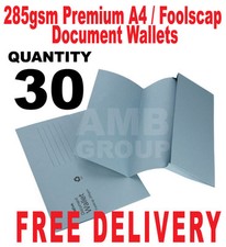 30 x 285gsm Foolscap Premium Document Wallets A4 Paper Storage Files Folders