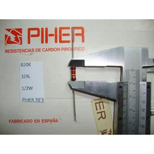 VINTAGE PIHER RESISTOR. 1/2W 820K 10% *1 PC* NEW ORIGINAL 1970 ́S + C411