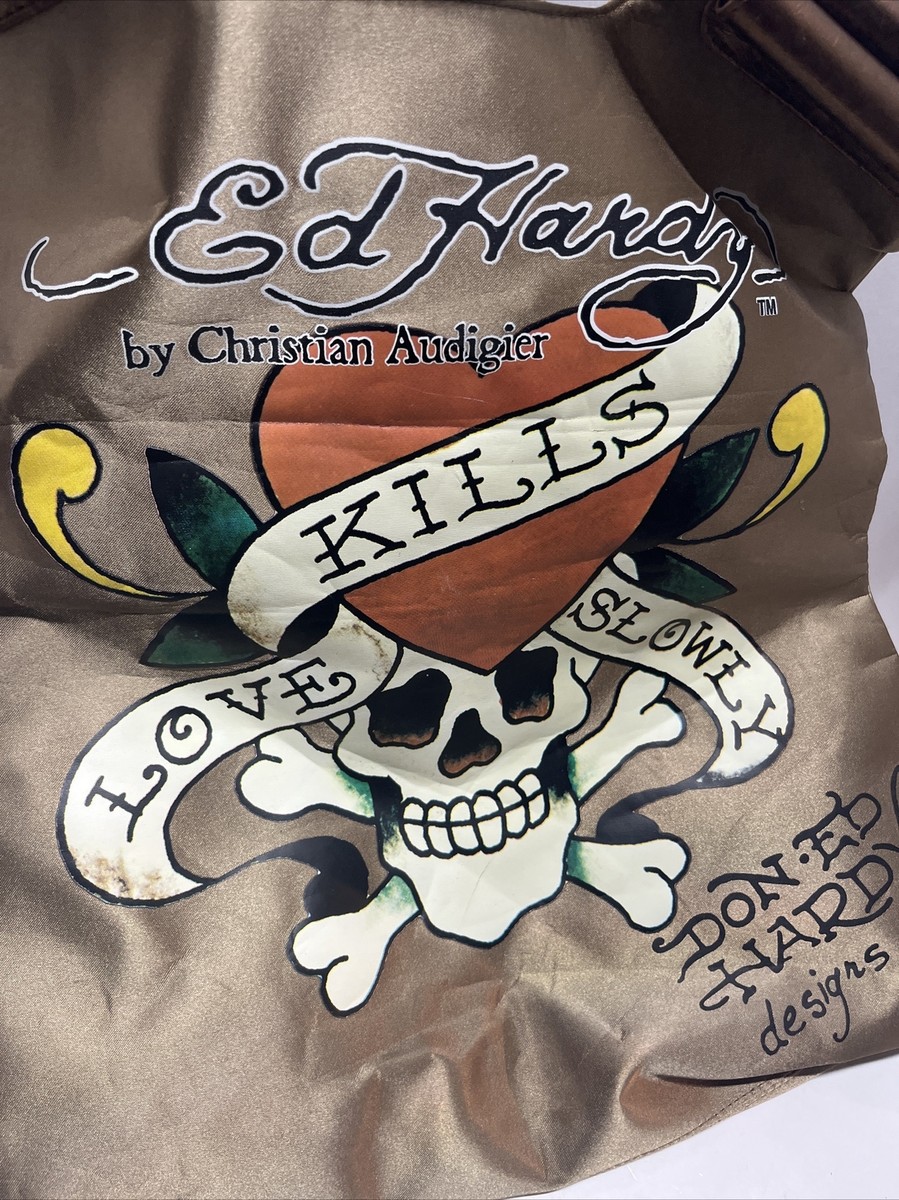 Ed Hardy Large Y2k Love Kills Nylon Tote By Christian Audigier