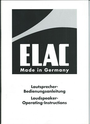 ELAC Lautsprecher Bedienungsanleitung CL 82 i, 1998/99