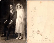 RPPC Flapper Era Wedding Couple Real Postcard