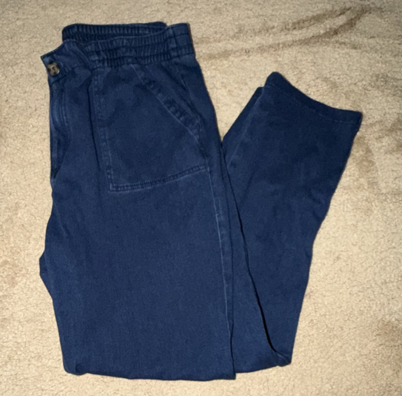32 degrees Blue Denim Jogger Pants Tapered Leg Elastic Waist Pockets Women's L